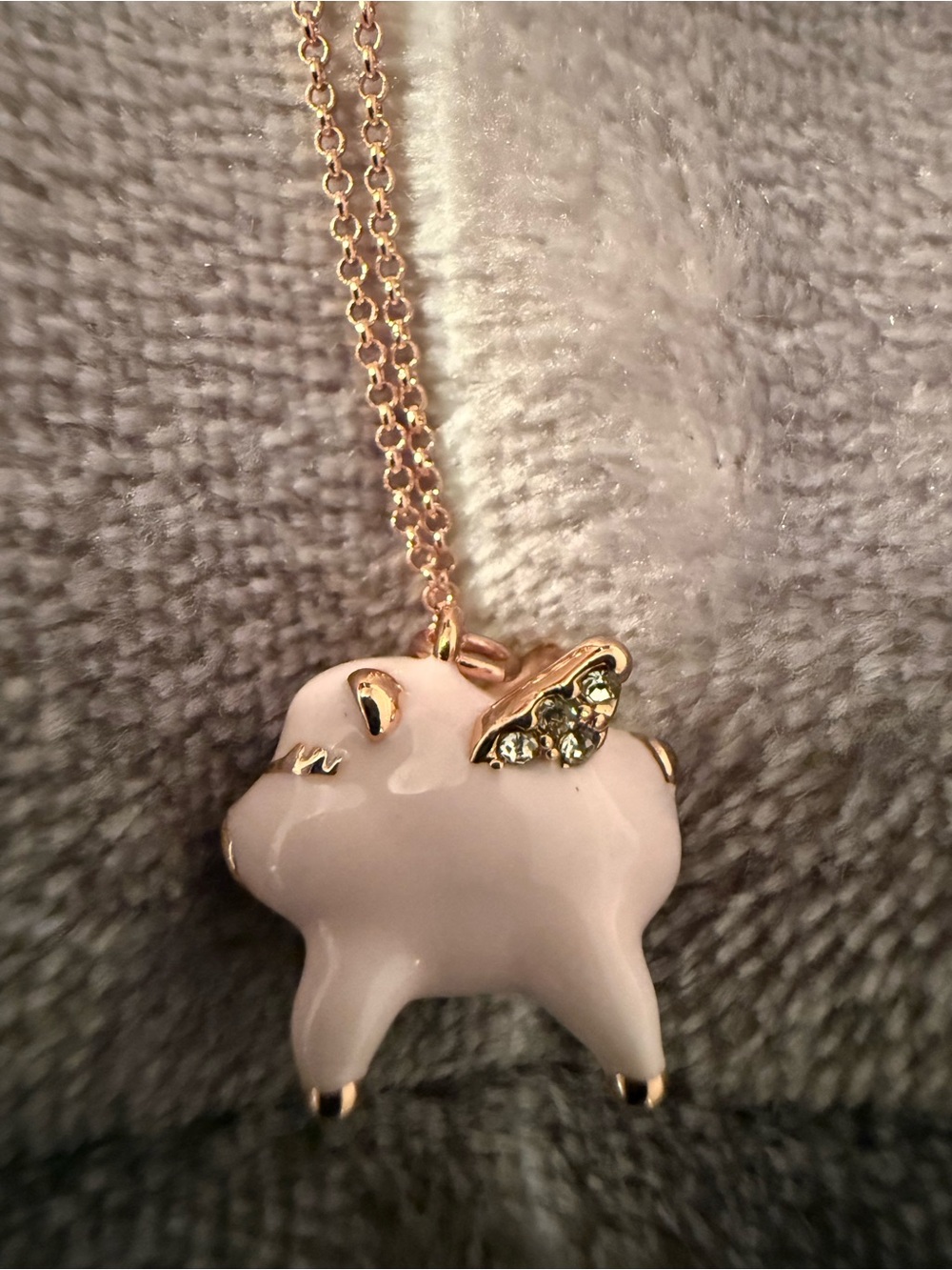 Kate Spade New York Imagination Flying Pig necklace in rose gold